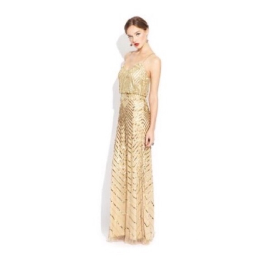 Adrianna Papell Gold Sequin Dress